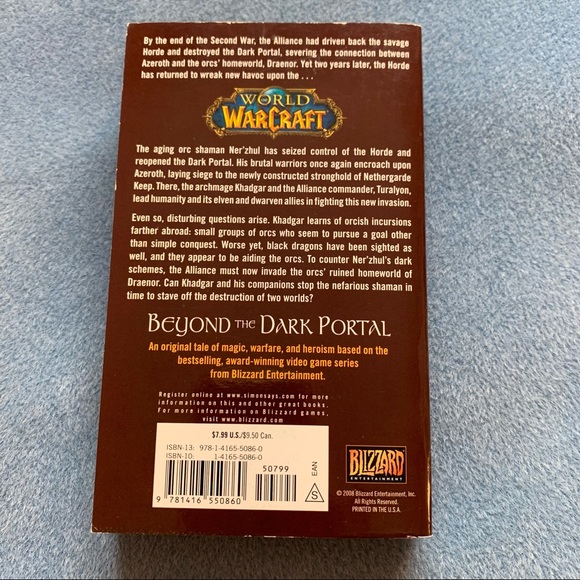 World of Warcraft novel - Beyong the Dark Portal Paperback cover - Picture 7 of 8
